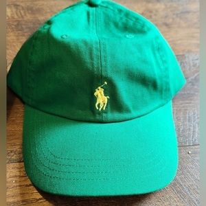 POLO Ralph Lauren hat green with yellow logo and leather strap